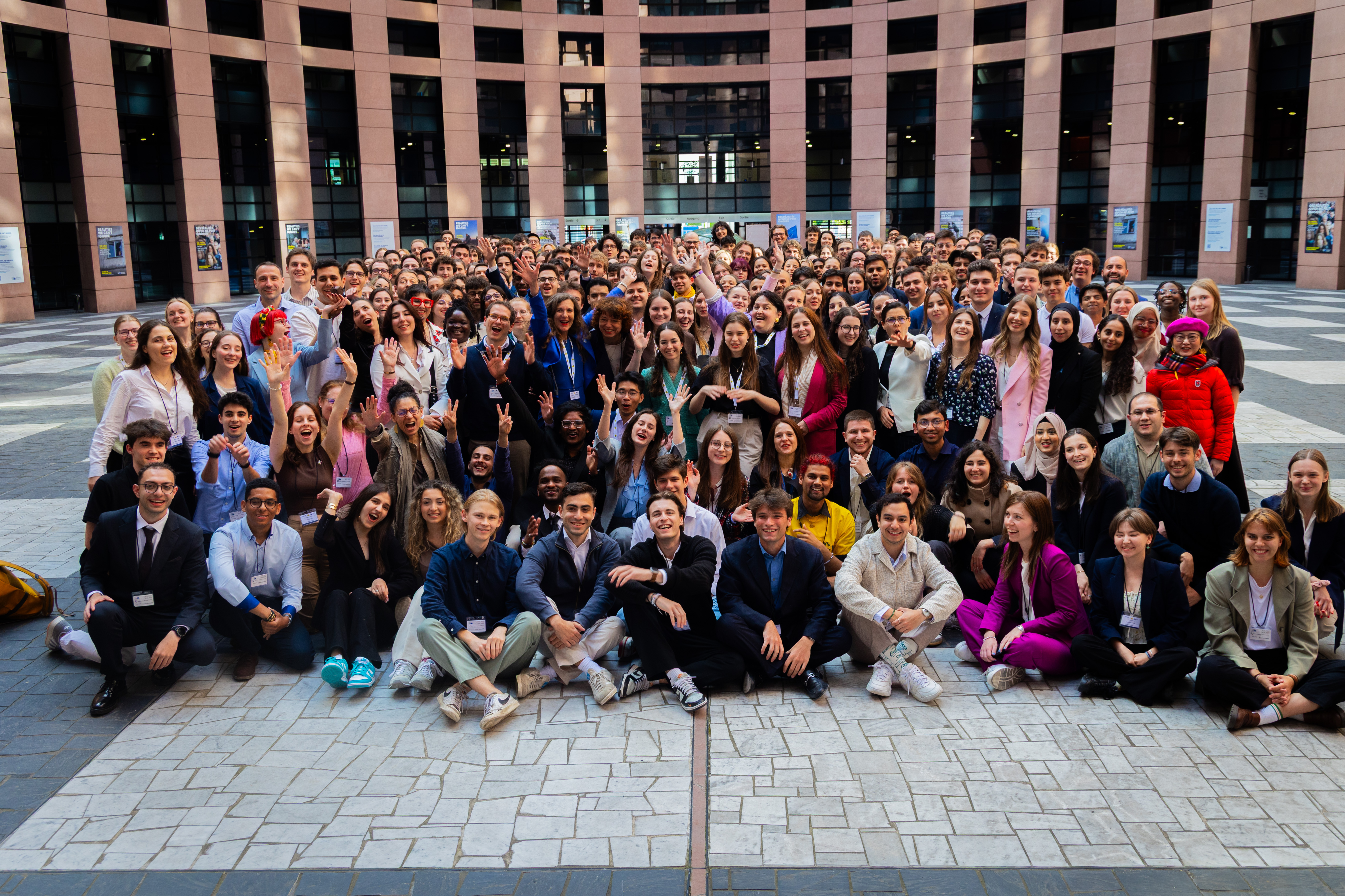 A large group of students